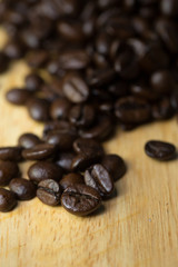 coffee beans on wooden background