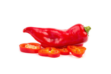 red chilli vegetable Isolated on white background