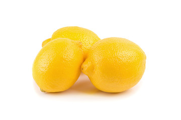 Fresh ripe lemons isolated on white background.