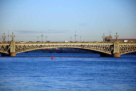 Trinity Bridge (Troitsky bridge) over the Neva river in Saint Petersburg, Russia