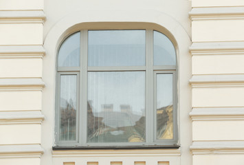 Retro window with light wall background