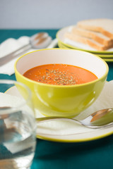 tomato soup in a bowl