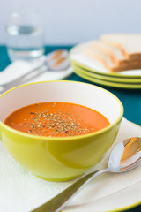 tomato soup in a bowl
