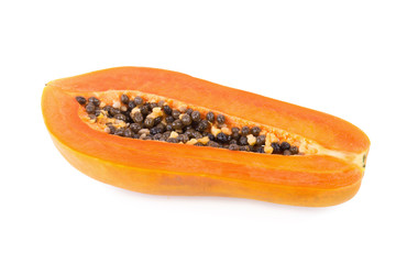 sliced papaya fruit isolated on white background