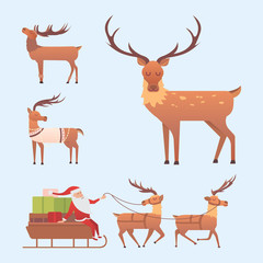 Christmas reindeer holiday mammal deer xmas celebration cute decoration winter art new year wildlife animal and santa man character vector illustration.