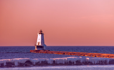 Breakwater light at sunrise