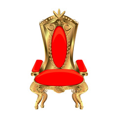 Rich golden throne isolated on white background