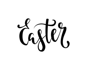 Fototapeta na wymiar happy Easter Hand drawn calligraphy and brush pen lettering