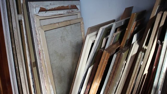Art storage shelves. Storing canvas, frame, papers and boards