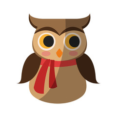 owl with scarf icon over white background. colorful design. vector illustration