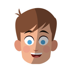 happy boy face, cartoon icon over white background. colorful design. vector illustration