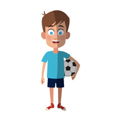 boy with soccer ball cartoon icon over white background. colorful design. vector illustration