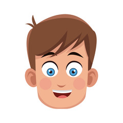 happy boy face, cartoon icon over white background. colorful design. vector illustration