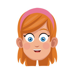 happy girl face, cartoon icon over white background. colorful design. vector illustration