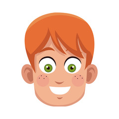 happy boy face, cartoon icon over white background. colorful design. vector illustration