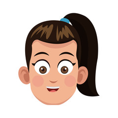 happy girl face, cartoon icon over white background. colorful design. vector illustration