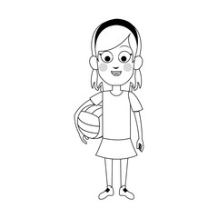 girl with volleyball ball, cartoon icon over white background. vector illustration
