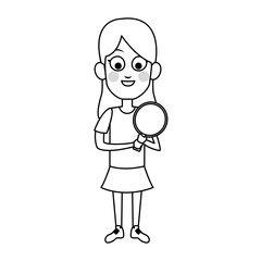 girl with ping pong racket, cartoon icon over white background. vector illustration