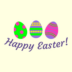 Happy Easter background with colorful Easter eggs for celebration decoration, greeting card, poster. Vector illustration.