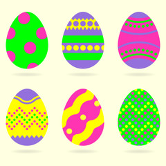 Easter eggs icon set. Colorful eggs for Easter celebration. Vector illustration.