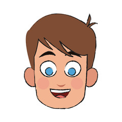 happy boy face, cartoon icon over white background. colorful design. vector illustration