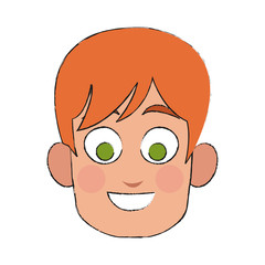 happy boy face, cartoon icon over white background. colorful design. vector illustration