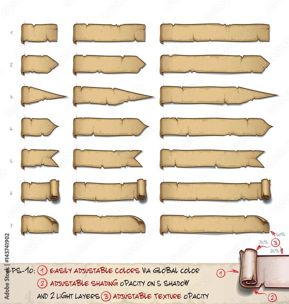 Wall mural papyrus tags horizontal - seven designs by three sizes