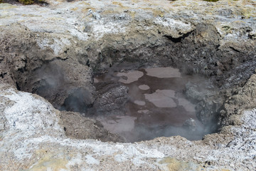 Water boiling in Champagne Pool - Wai-O-Tapu, New Zealand