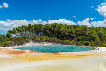 Water boiling in Champagne Pool - Wai-O-Tapu, New Zealand