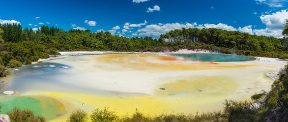 Water boiling in Champagne Pool - Wai-O-Tapu, New Zealand