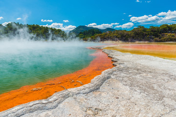 Water boiling in Champagne Pool - Wai-O-Tapu, New Zealand