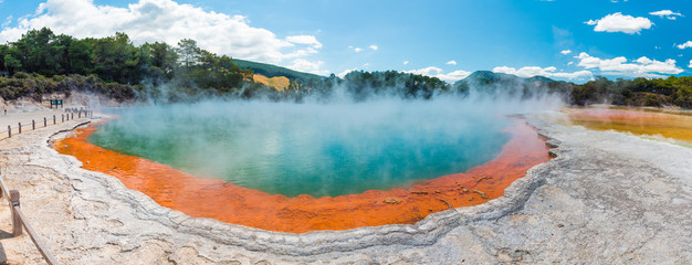 Water boiling in Champagne Pool - Wai-O-Tapu, New Zealand