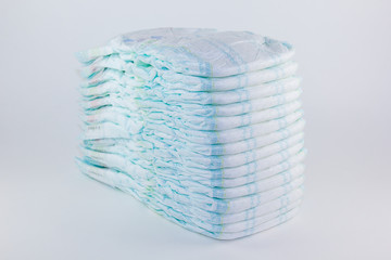Baby diapers on a white background