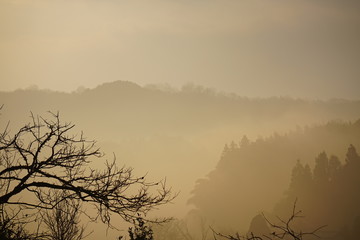  A mist lay over the hills.