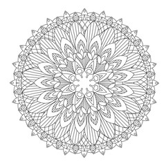 Flower Mandala vector illustration. Oriental pattern, vintage decorative elements. Islam, Arabic, Indian, moroccan, turkish ottoman motifs Coloring page