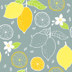 Lemon and seeds. Vector pattern.
