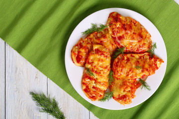 grilled Chicken breasts coated with cheese