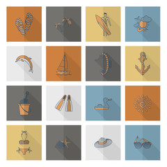 Summer and Beach Simple Flat Icons