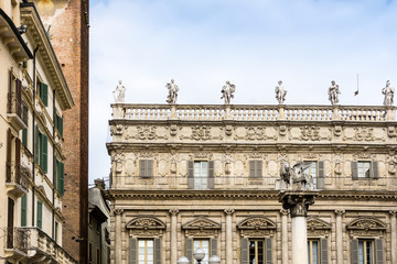 Beautiful street view of  Verona center which is a world heritage site