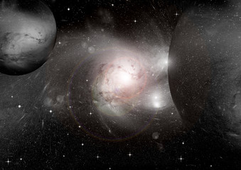 Fototapeta premium Stars, dust and gas nebula in a far galaxy