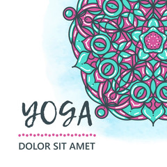 Vintage template design vector illustration of international yoga day. Oriental pattern, vector illustration. Islam, Arabic Indian turkish motifs