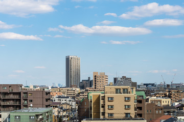 Fototapeta premium 青空と調布市の都市風景