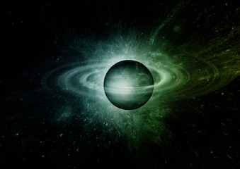 Stars, dust and gas nebula in a far galaxy