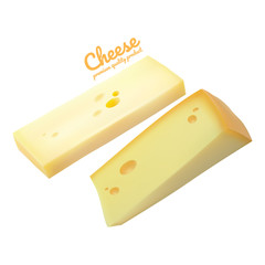 Cheese isolated, Hand drawn cheese vector illustration on white background.