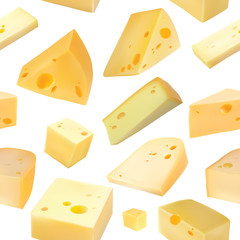 Cheese pattern including seamless on white background. cheese isolated