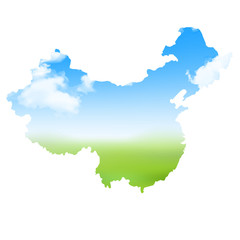 中国　空　地図　アイコン 