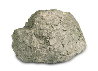 Sulfur pyrite (iron pyrite) mineral isolated on white background. Pyrite use for the production of...