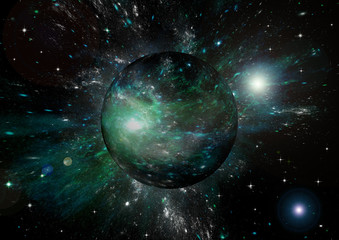 Stars, dust and gas nebula in a far galaxy