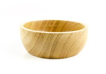 Wooden bowl isolated from white background