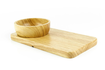 Wooden bowl isolated from white background